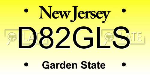 D82GLS New Jersey License Plate
