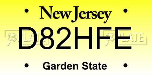 D82HFE New Jersey License Plate