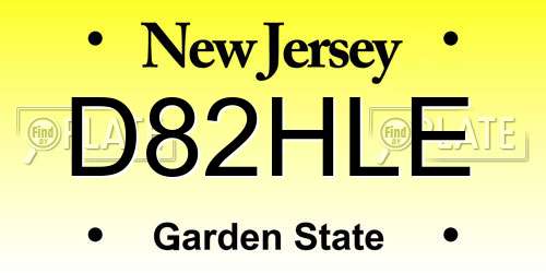 D82HLE New Jersey License Plate
