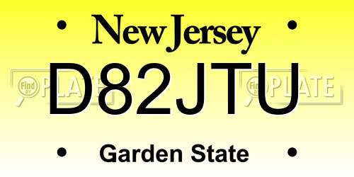 D82JTU New Jersey License Plate