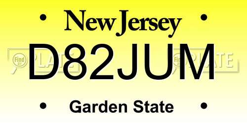 D82JUM New Jersey License Plate