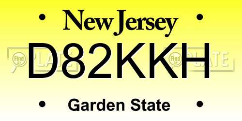 D82KKH New Jersey License Plate