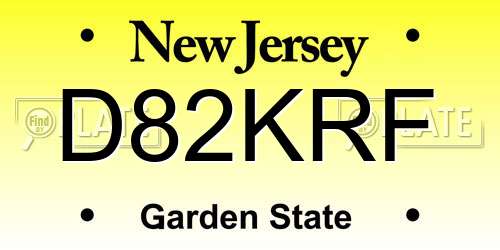 D82KRF New Jersey License Plate