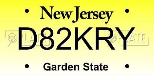 D82KRY New Jersey License Plate
