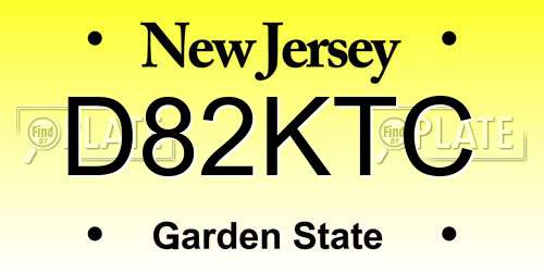 D82KTC New Jersey License Plate