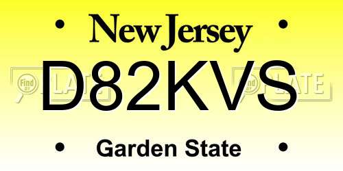 D82KVS New Jersey License Plate