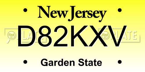 D82KXV New Jersey License Plate