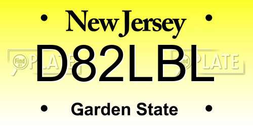 D82LBL New Jersey License Plate