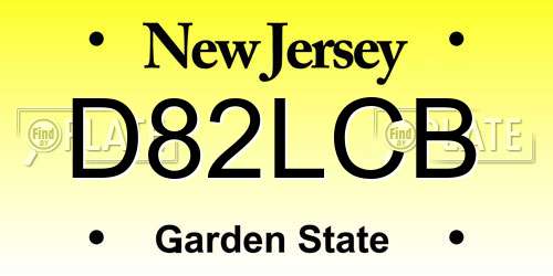 D82LCB New Jersey License Plate