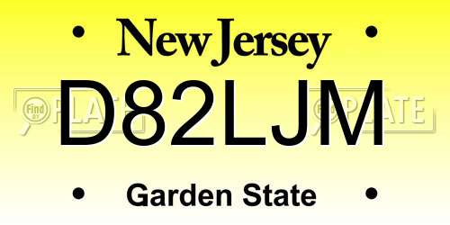 D82LJM New Jersey License Plate