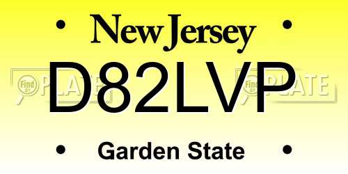 D82LVP New Jersey License Plate