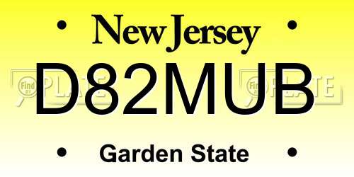D82MUB New Jersey License Plate
