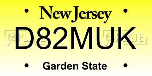 D82MUK New Jersey License Plate