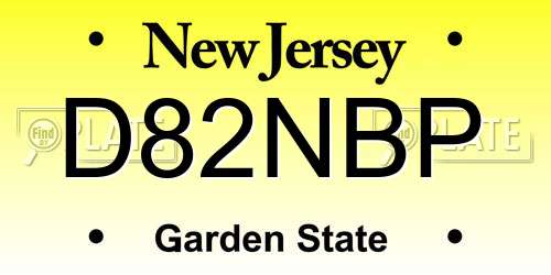 D82NBP New Jersey License Plate