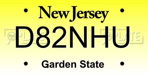 D82NHU New Jersey License Plate