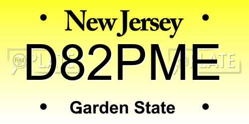 D82PME New Jersey License Plate