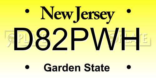 D82PWH New Jersey License Plate