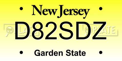 D82SDZ New Jersey License Plate