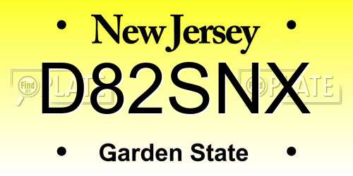 D82SNX New Jersey License Plate
