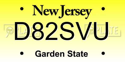 D82SVU New Jersey License Plate