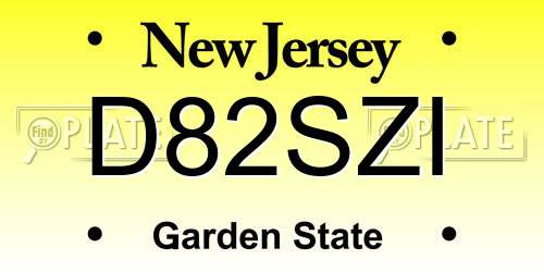D82SZI New Jersey License Plate
