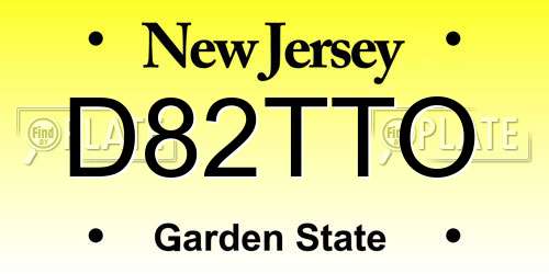 D82TTO New Jersey License Plate