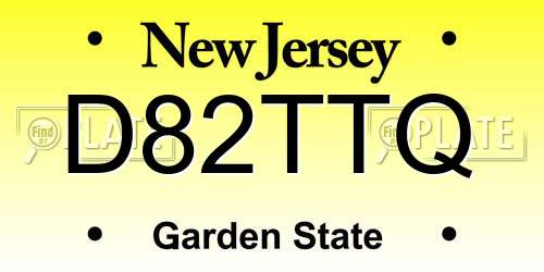 D82TTQ New Jersey License Plate