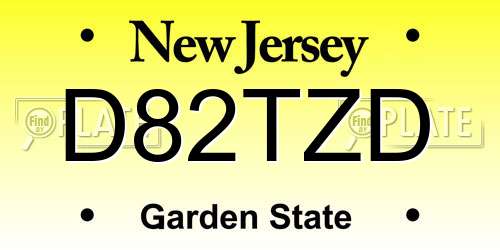 D82TZD New Jersey License Plate