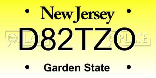 D82TZO New Jersey License Plate