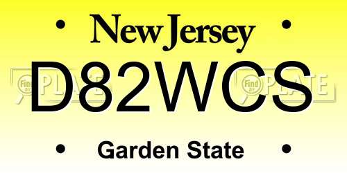 D82WCS New Jersey License Plate