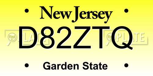 D82ZTQ New Jersey License Plate