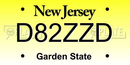 D82ZZD New Jersey License Plate