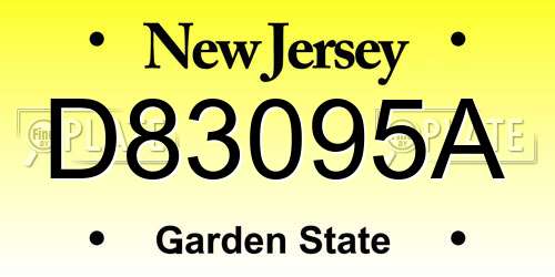 D83095A New Jersey License Plate