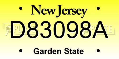 D83098A New Jersey License Plate