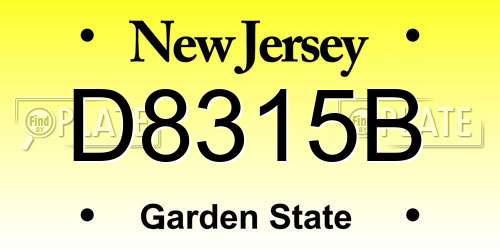 D8315B New Jersey License Plate