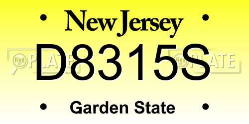 D8315S New Jersey License Plate
