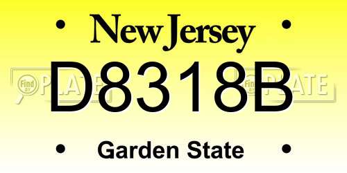 D8318B New Jersey License Plate