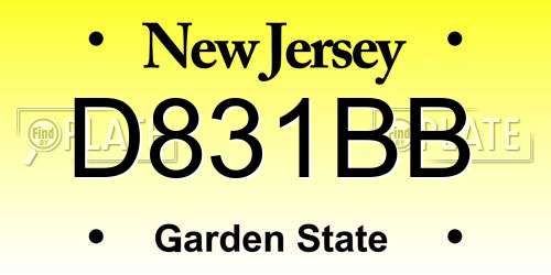 D831BB New Jersey License Plate