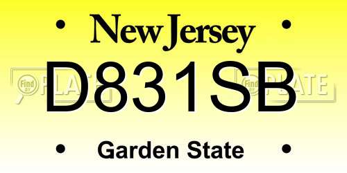 D831SB New Jersey License Plate