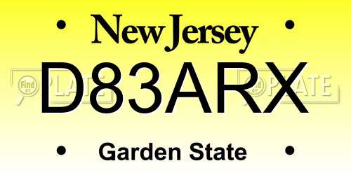 D83ARX New Jersey License Plate