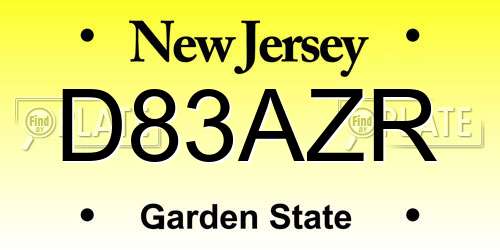 D83AZR New Jersey License Plate