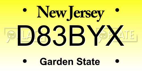 D83BYX New Jersey License Plate