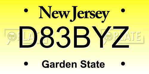 D83BYZ New Jersey License Plate