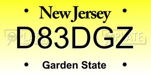 D83DGZ New Jersey License Plate