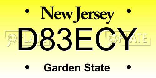 D83ECY New Jersey License Plate