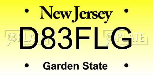 D83FLG New Jersey License Plate