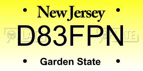 D83FPN New Jersey License Plate