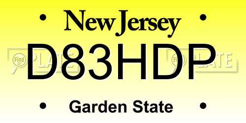 D83HDP New Jersey License Plate