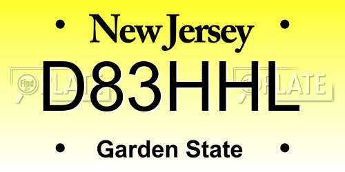 D83HHL New Jersey License Plate