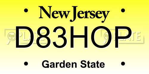 D83HOP New Jersey License Plate
